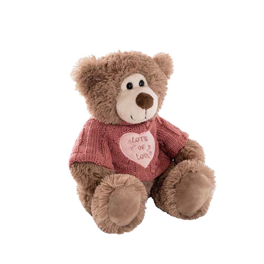Teddy Bear Walter w Knitted Lots of Love Top Brown 