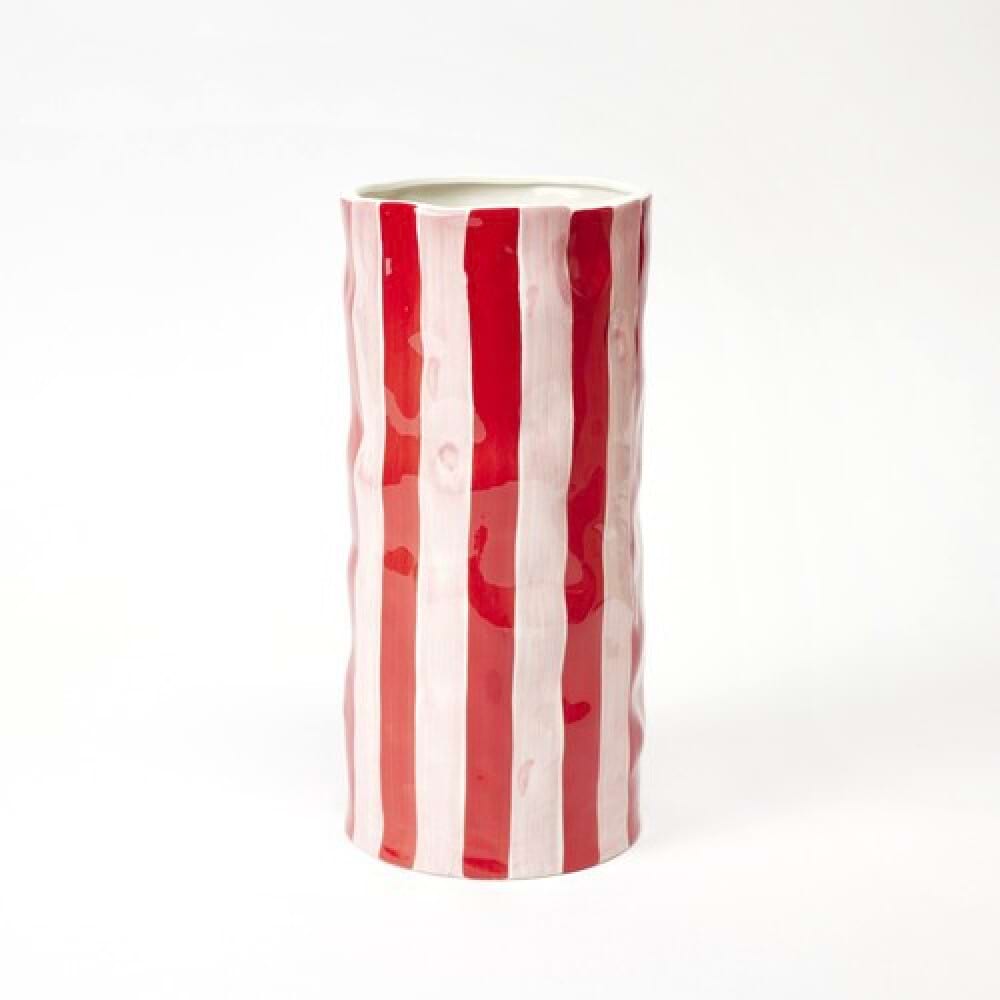 Noss & Co. Medium Vase - Red & Pink Stripe